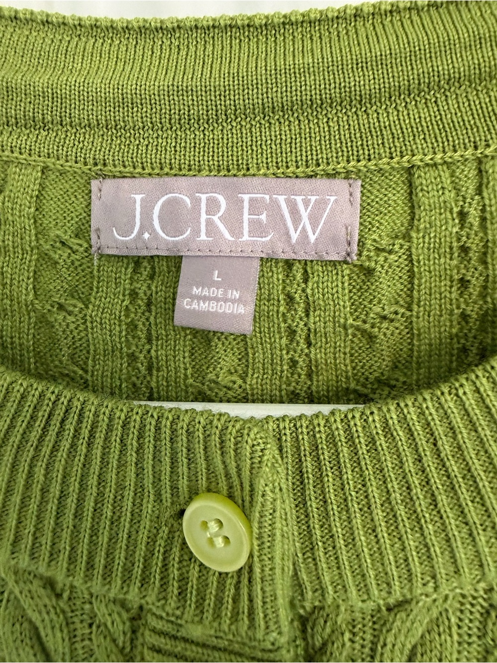 J. Crew Lime Green Chartreuse Cable-Knit Button Cardigan Wool - Picture 2 of 5